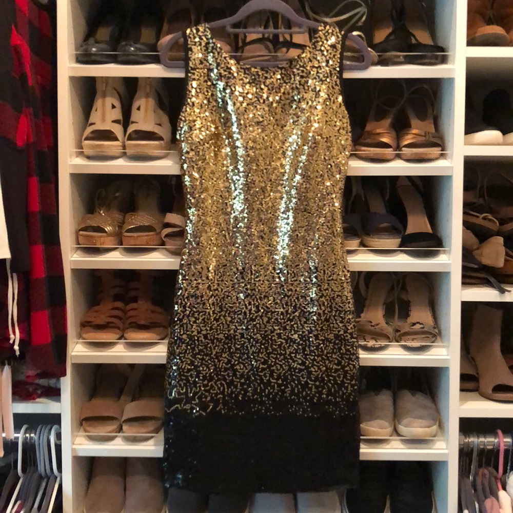 NIP Multi-Strap Crisscross Back Sequin Dress, M